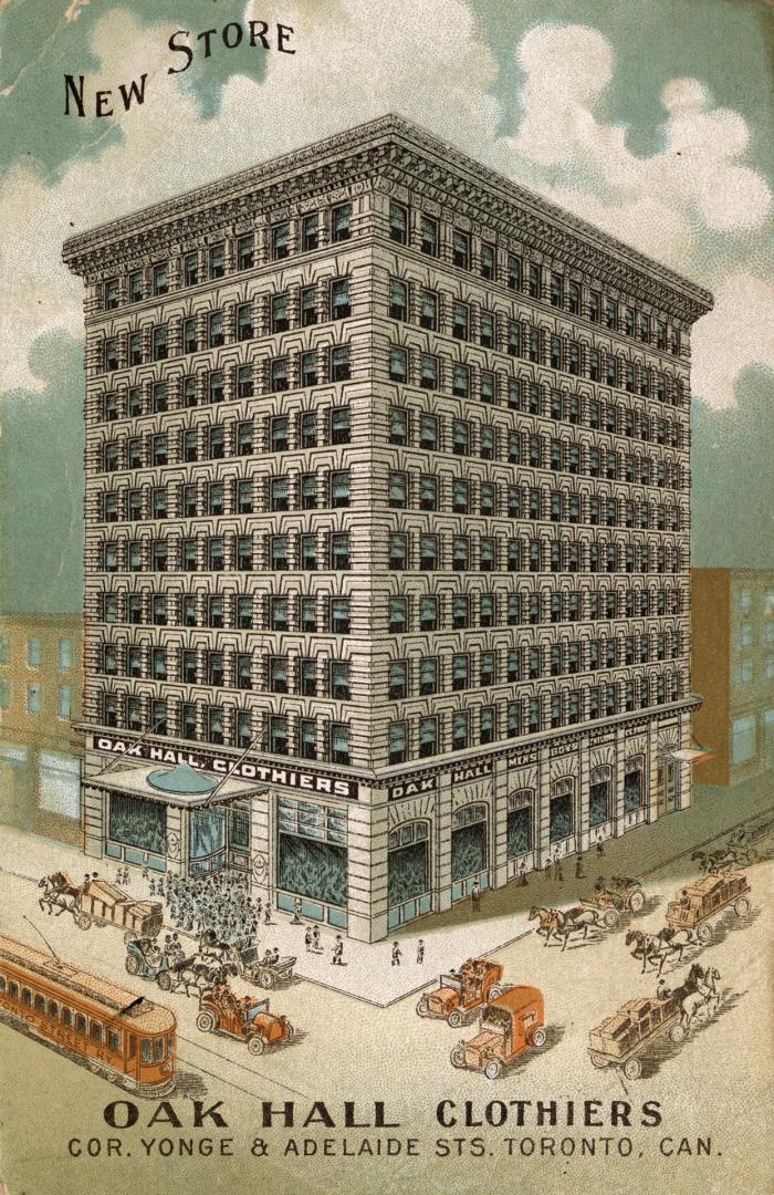 Color drawing of a of a ten story skyscraper.