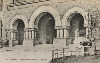 Picture of three entrance doorways to the Parliament buildings. 