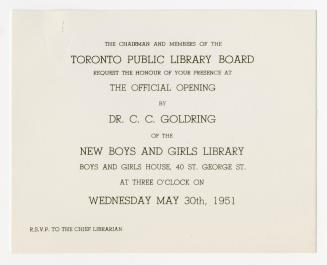 Invitation to library opening. 