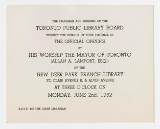 Invitation to library opening. 