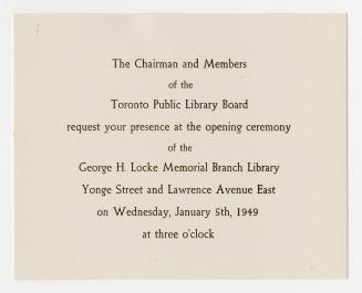 Invitation to library opening. 