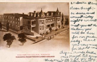 Sepia toned photograph of a very large Victorian building complex. Under the title, "Toronto Pr…