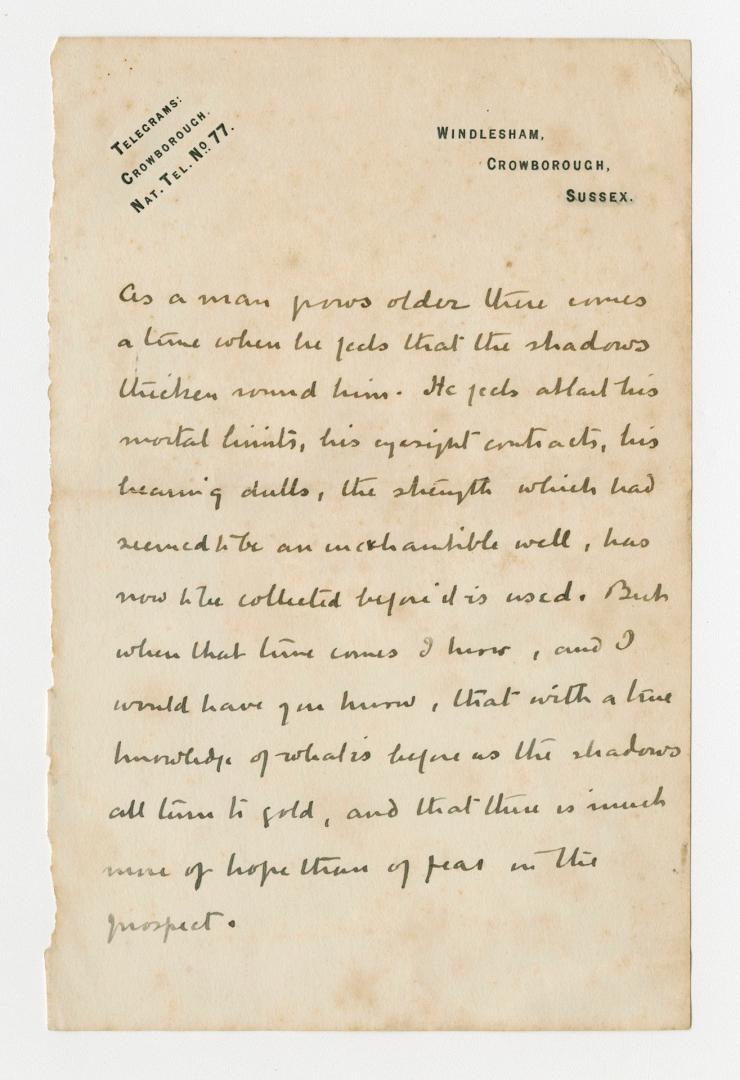 Manuscript notes in Arthur Conan Doyle's handwriting. 