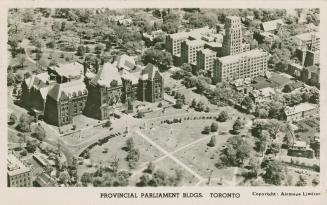 Aerial view of Parliament Buildings and surroundings. 