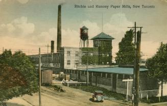 Colour postcard depicting an illustration of a warehouse building with the caption "Ritchie and…