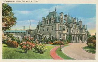 Colorized of a very large mansion in the French Loire Chateau style. 