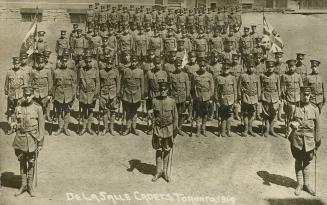 Black/white photo postcard depicting the army cadets of De La Salle Catholic Boys School in Tor…