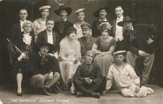 Black and white postcard of the Dumbells at the Coliseum Theatre, London, England.