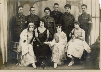 Black and white photograph of members of the 9th Canadian Field Ambulance Comedy Corps and The …