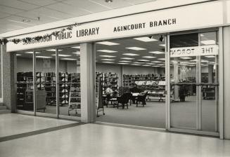 Picture of front of library branch inside a mall. 