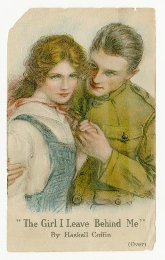 Advertising card for the 1918 Swift's Premium Calendar depicting a uniformed man and woman (pol…