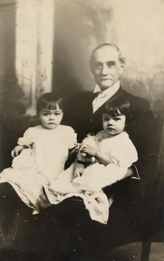 Black and white photograph of Charles Abbott Stevenson and Anna Irene Stevenson with grandfathe…