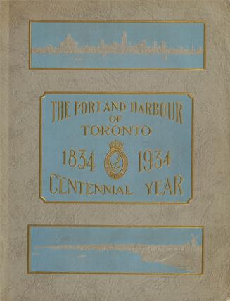 Silver cover book with Harbour Comissioner's logo and picture harbour along the bottom. 