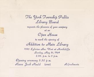 Invitation to library opening. 