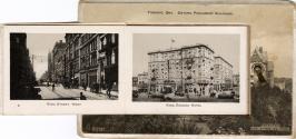 Sepia-toned photo postcard containing an inset photo montage of various Toronto buildings and a…