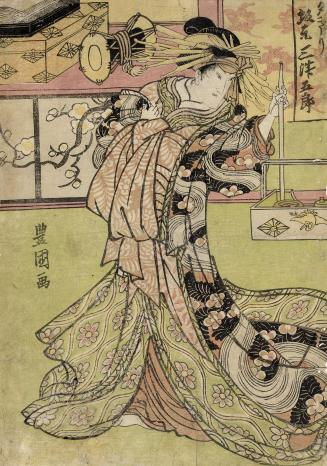 Japanese print of the actor Bandō Mitsugorō III as the courtesan Yugiri in the Kabuki play "Kur…