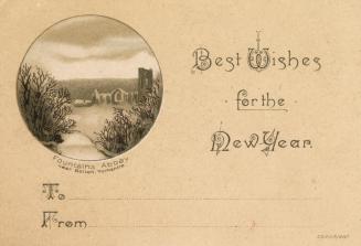 "Best wishes for the New Year" is printed on beige cardstock, along with blank lines labelled "…