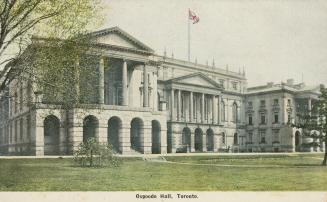 Colorized photograph of very large series of buildings in Palladian an neoclassical style.