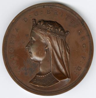 Bronze medal, die struck.(obverse) Queen Victoria crowned and veiled, left facing. Inscribed: "…