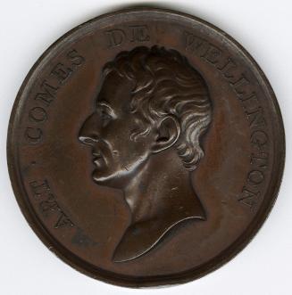 Bronze medal.(obverse) Bare head of the Duke of Wellington left. Inscription, "ART. COMES DE WE…