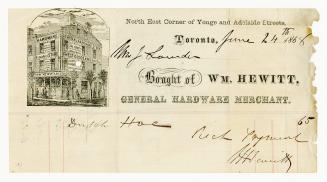 Bought of Wm. Hewitt, general hardware merchant