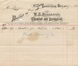 Bought of W.S. Robinson, Chemist and Druggist