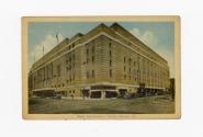 Colour postcard depicting the exterior corner of the original Maple Leafs Gardens building at C…