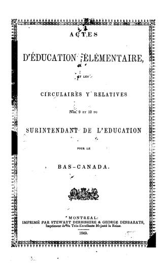 Actes d'education élémentaire et les circulaires y relatives nos