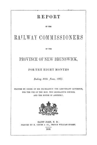 Report of the Railway Commissioners, of the Province of New-Brunswick, for the year