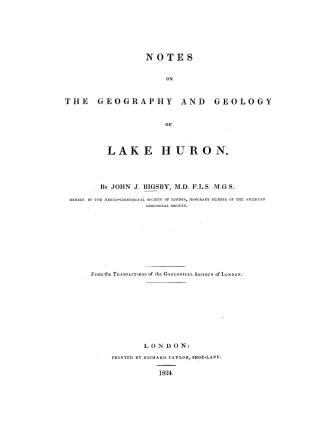 Notes on the geography and geology of Lake Huron