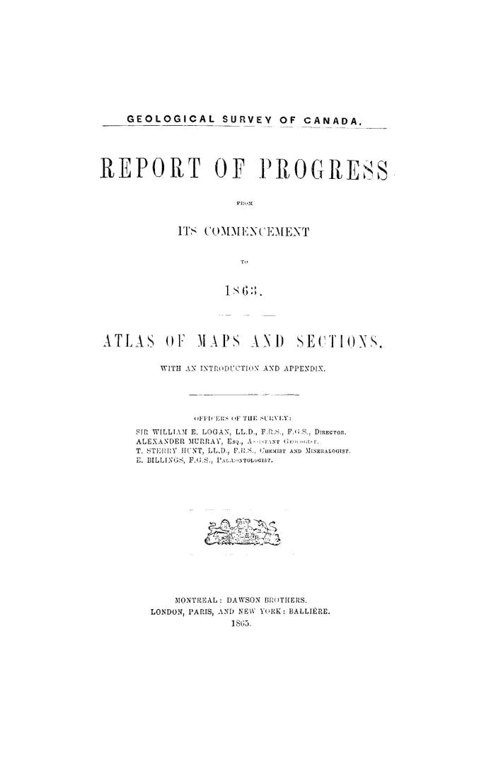 Report of progress from its commencement to 1863