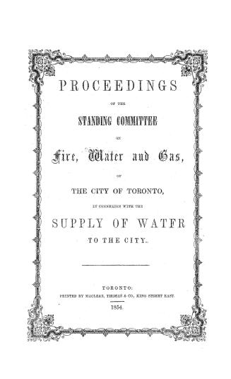 Proceedings...in connexion with the supply of water to the city