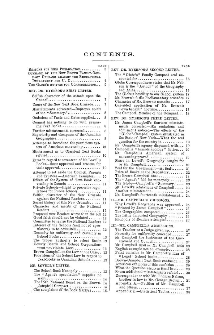 The school book question, letters in reply to the Brown-Campbell crusade against the Educational department for Upper Canada, with copious notes furth(...)