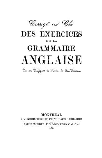 Corrigé ou clé des exercises de la grammaire anglaise