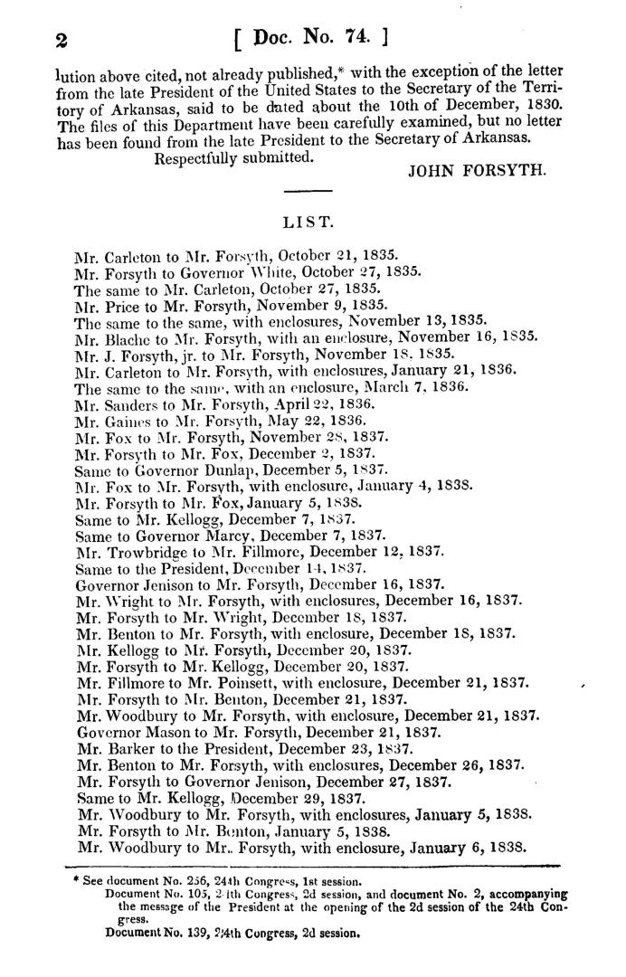 Mexico, Texas, Canada, message from the President of the United States, transmitting the information required by a resolution of the House of representatives of the 5th of January instant, &c.