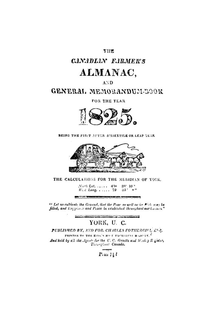 Upper Canada farmers' & mechanics' almanac