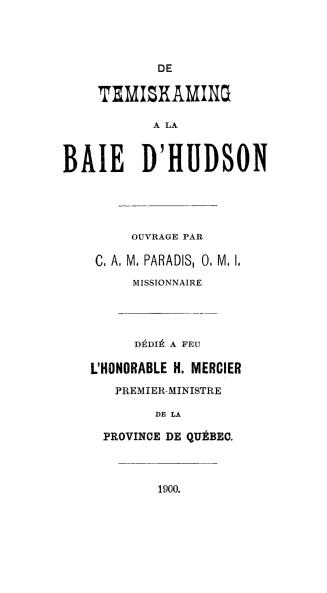 De Temiskaming à la baie d'Hudson