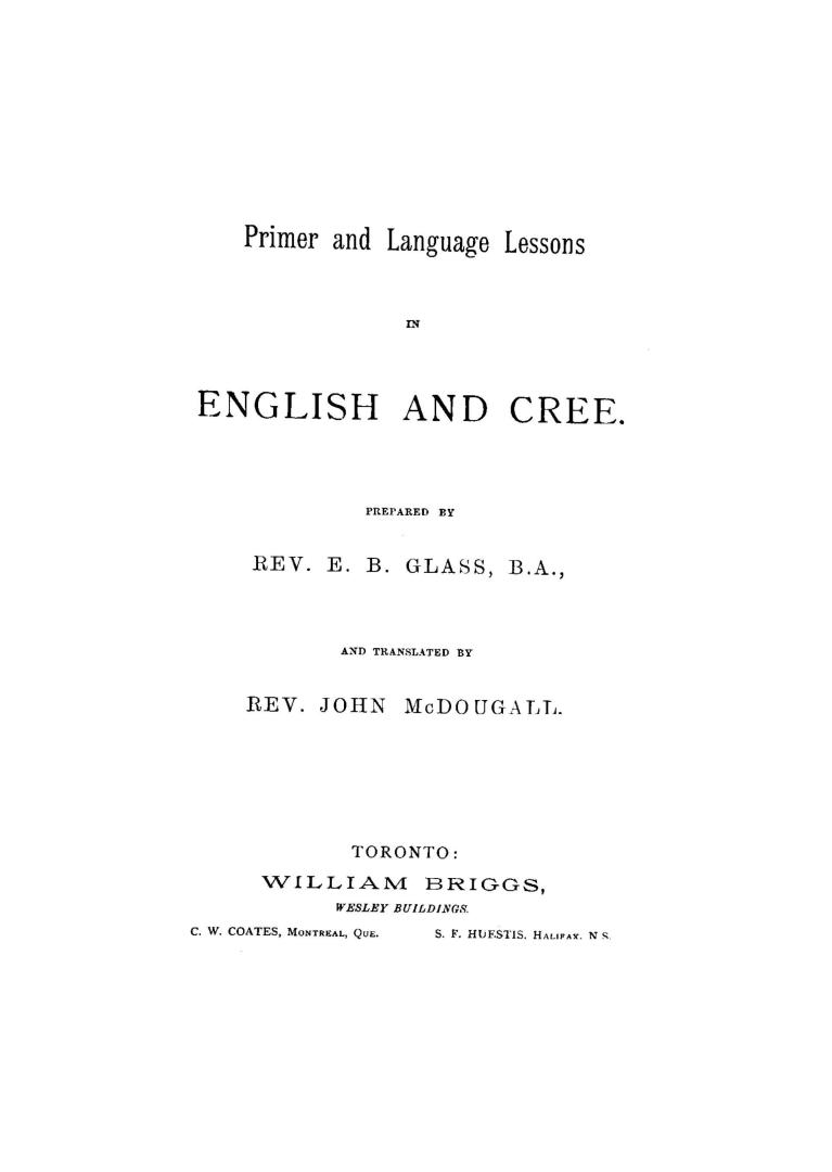 Primer and language lessons in English and Cree