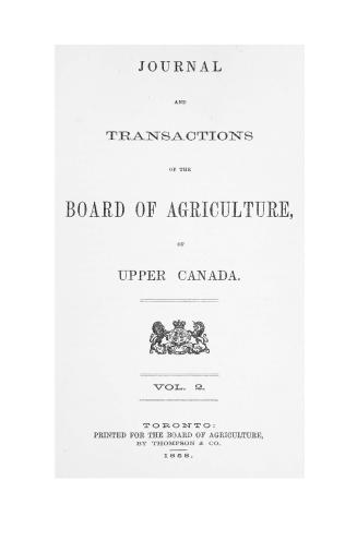 Transactions of the Board of Agriculture and of the Agricultural Association of Upper Canada