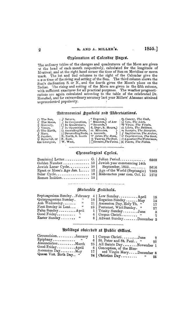 R. & A. Miller's Canadian farmer's almanac