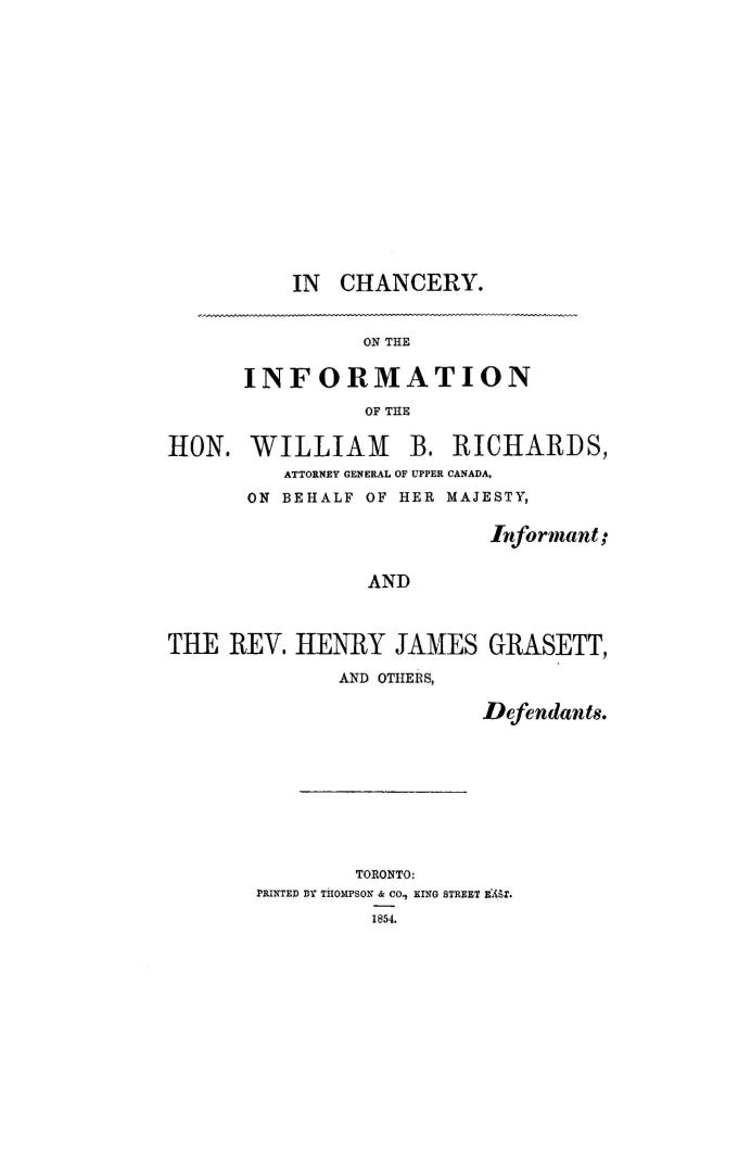 In chancery, on the information of the Hon