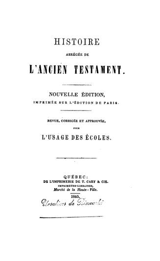 Histoire abrégée de l'Ancien Testament