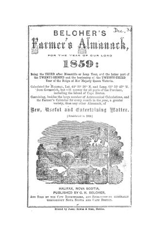 Belcher's farmer's almanack for the year of our Lord