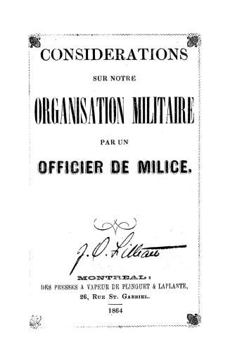 Considerations sur notre organisation militaire