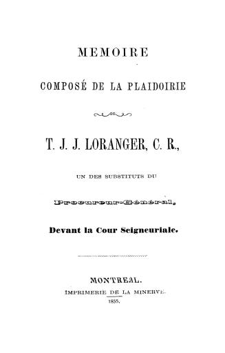 Mémoire composé de la plaidoirie de T