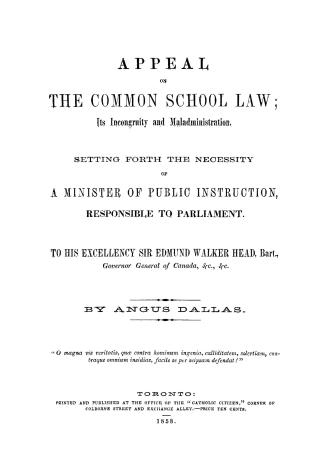 Appeal on the common school law, its incongruity and maladministration