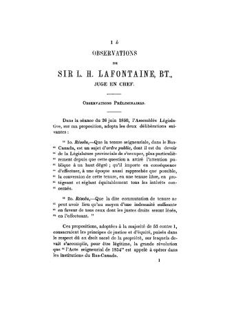 Lower Canada reports. Décisions des tribunaux du Bas-Canada. Questions seigneuriales