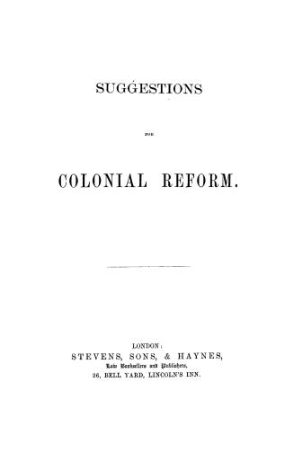 Suggestions for colonial reform