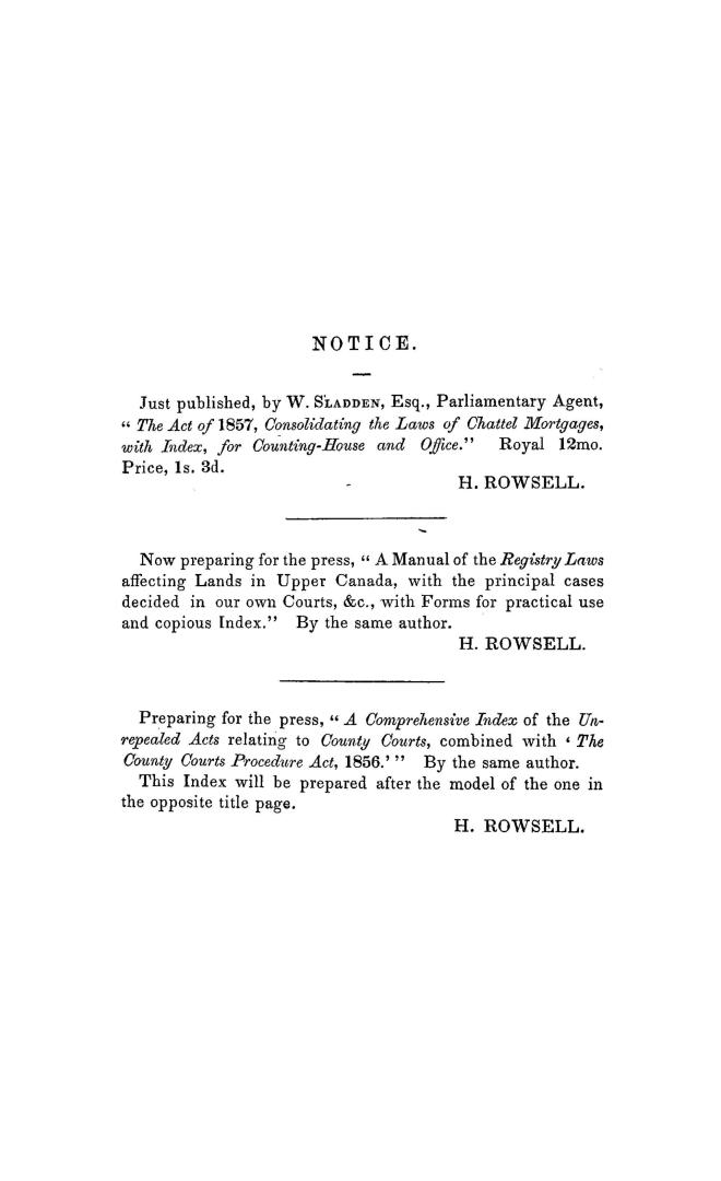 Synopsis in the form of a comprehensive index of the Common law procedure act, 1856, and the Common law procedure act, 1857, combined