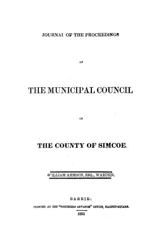 Proceedings...of the Municipal Council of the county of Simcoe